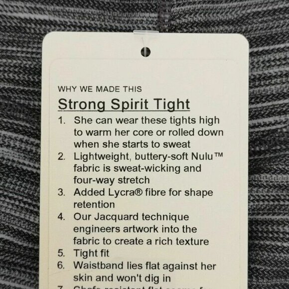 NWT IVIVVA by LULULEMON Grey White Ultra Soft Strong Spirit Tight Pants Girls 14 - Picture 7 of 7